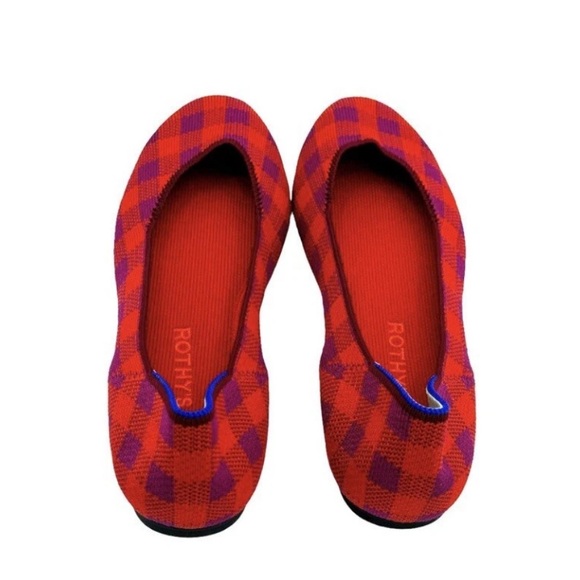 ROTHY’s The Pomegranate Gingham Flats Square Toe Women's Size 11.5 - Picture 4 of 6